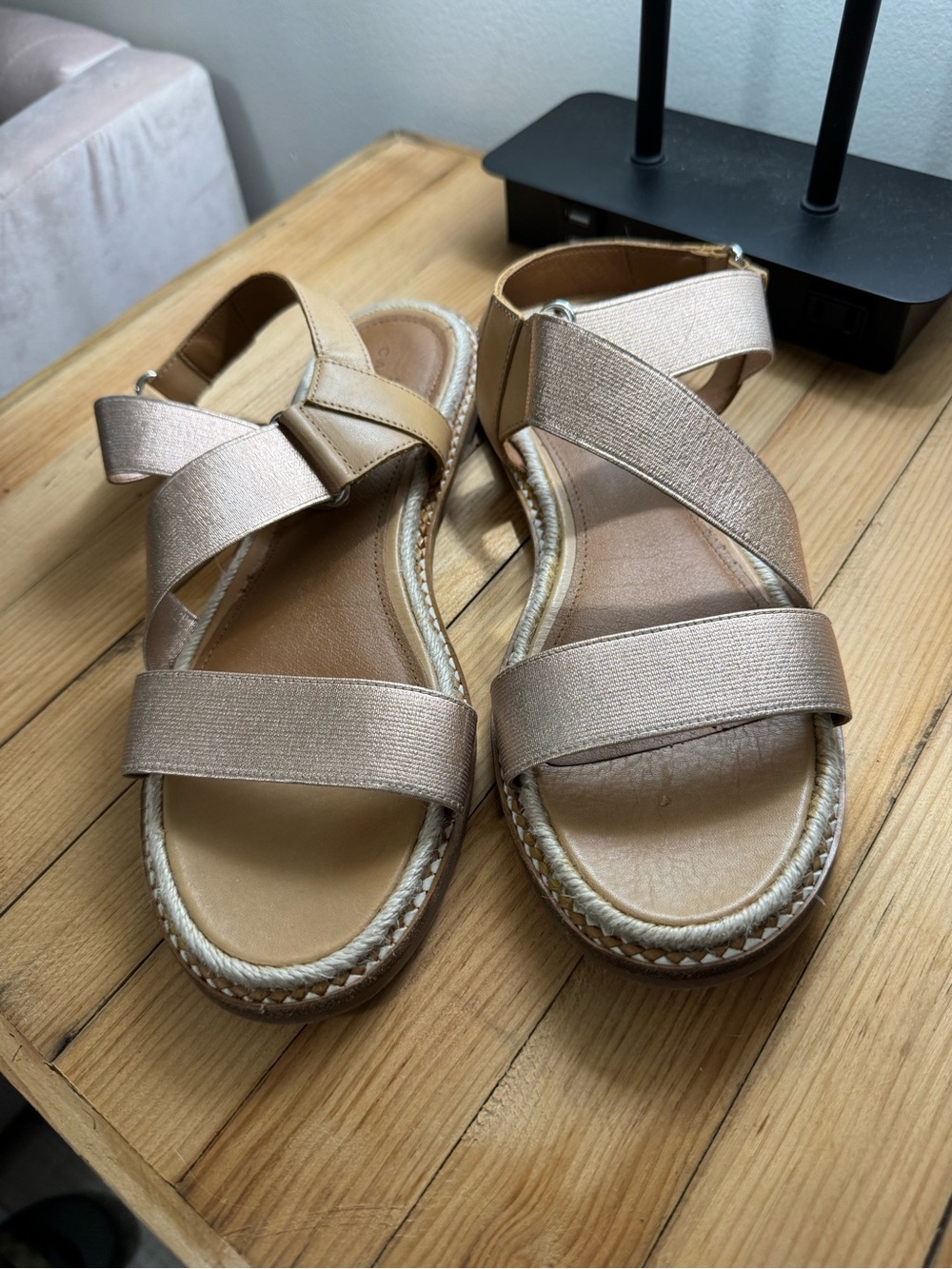 Caslon Metallic Strappy Flat Sandals